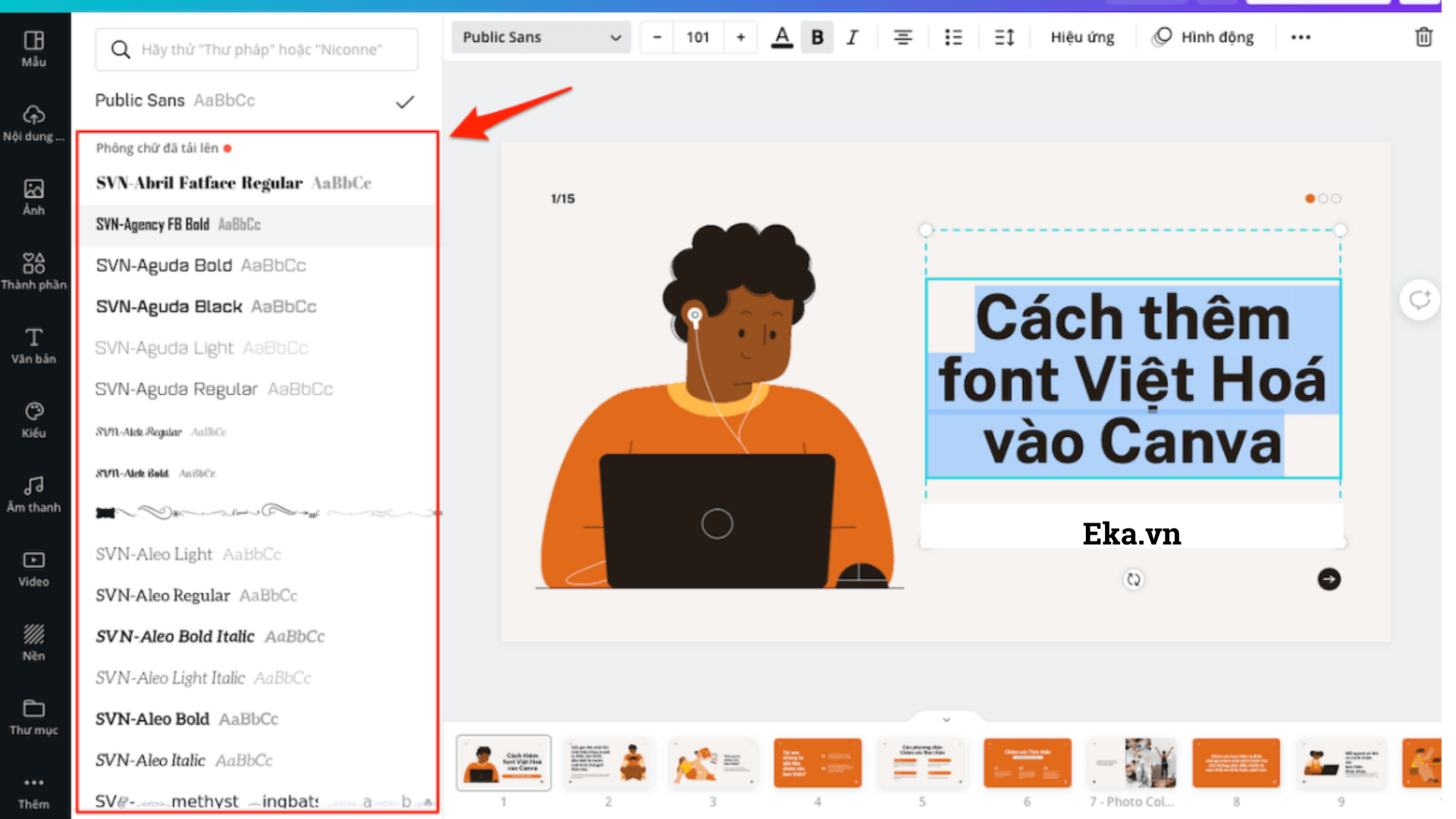Hiệu ứng văn bản trong Canva