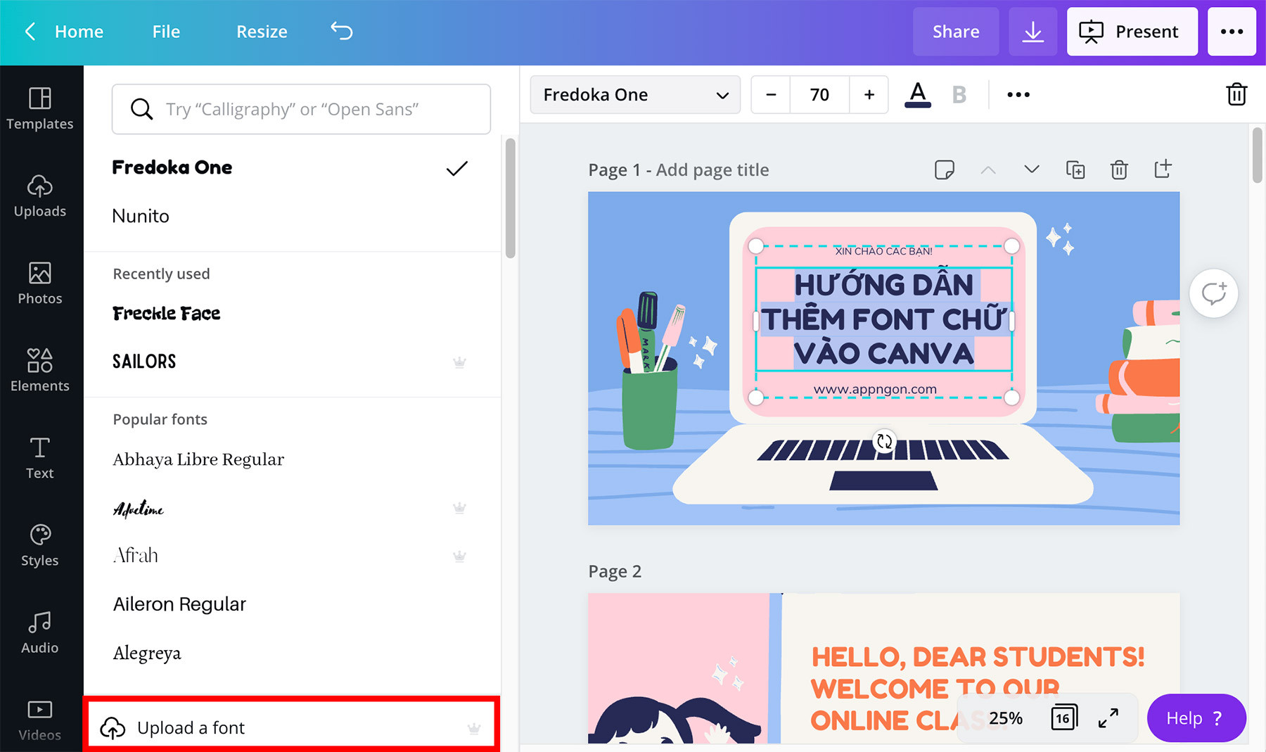 Chọn form chữ trong Canva