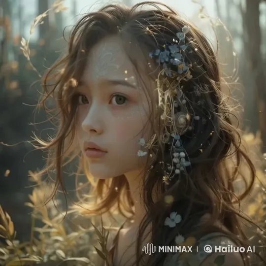 Cô bé trong field bình yên phản ánh dưới ánh sáng vàng – AI Generated Video | Hailuo AI
