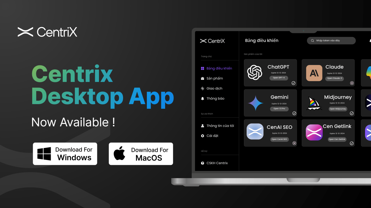 CentriX Dashboard giao diện chính