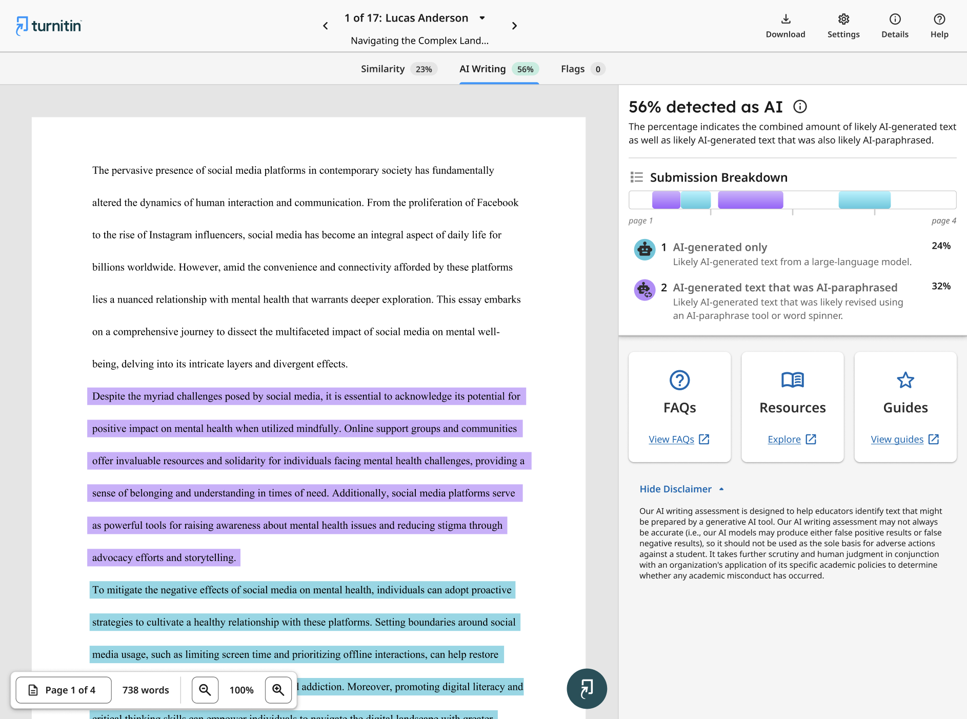AI writing detection in the new, enhanced Similarity Report view – iThenticate Guides