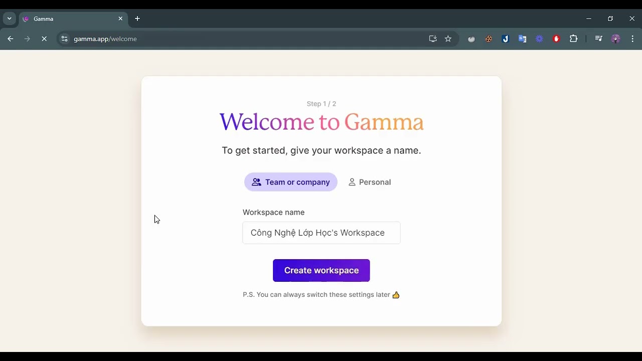 Đăng ký tài khoản Gamma AI