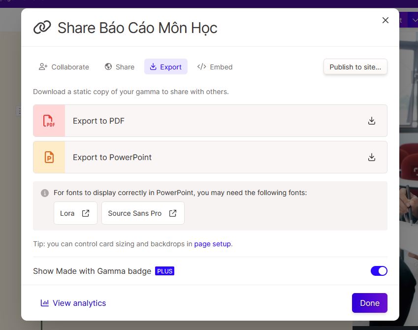 Cách sử dụng Gamma AI tạo slide thuyết trình tự động – ĐẠI HỌC VÕ TRƯỜNG TOẢN