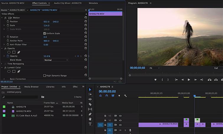 Panel hiệu ứng trong Adobe Premiere