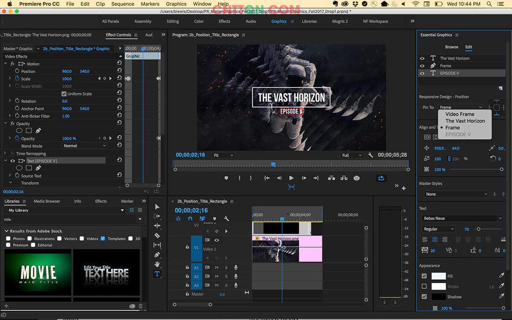 Giao diện Adobe Premiere Pro 1.0