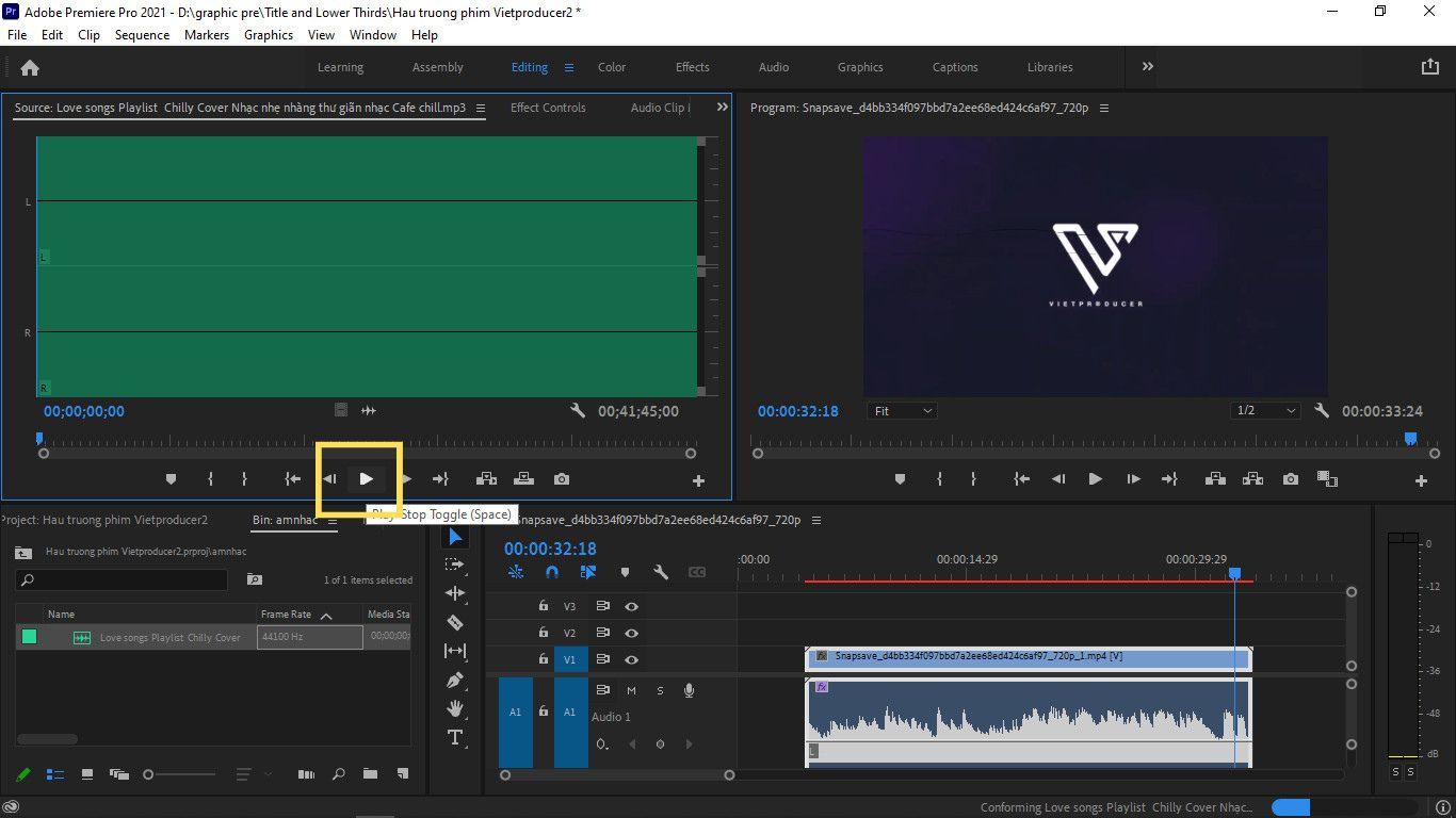 Bảng điều khiển hiệu ứng âm thanh trong Premiere Pro