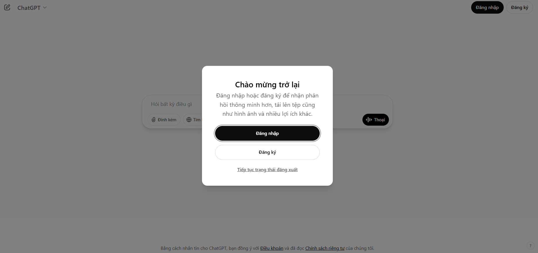 Đăng nhập/Đăng ký ChatGPT