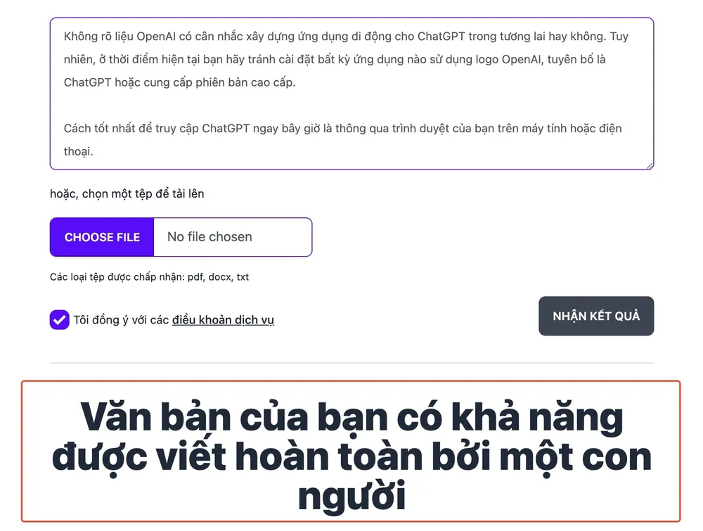 ChatGPT phân tích văn bản tải lên