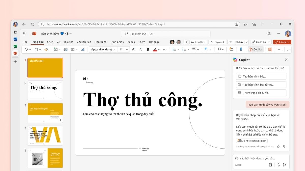 Cách dùng Copilot trên PowerPoint hỗ trợ tạo bài thuyết trình
