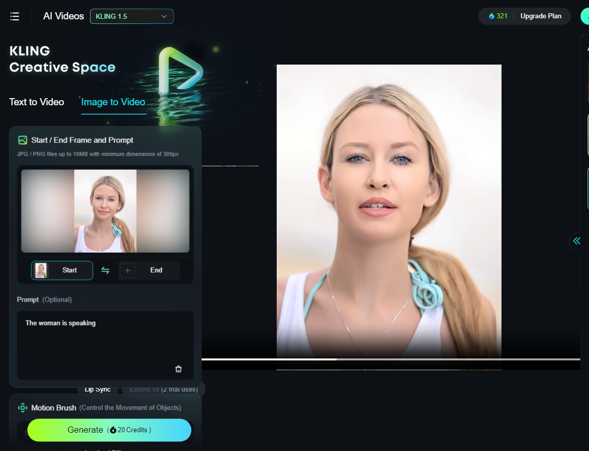 Kling AI interface