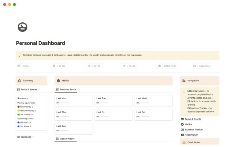 Tạo Dashboard cá nhân trong Notion