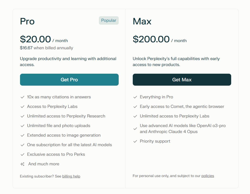 Perplexity Pricing Changes - PriceTimeline