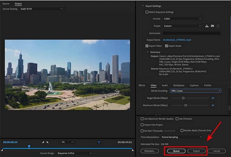 Thiết lập xuất video tối ưu trong Adobe Premiere Pro