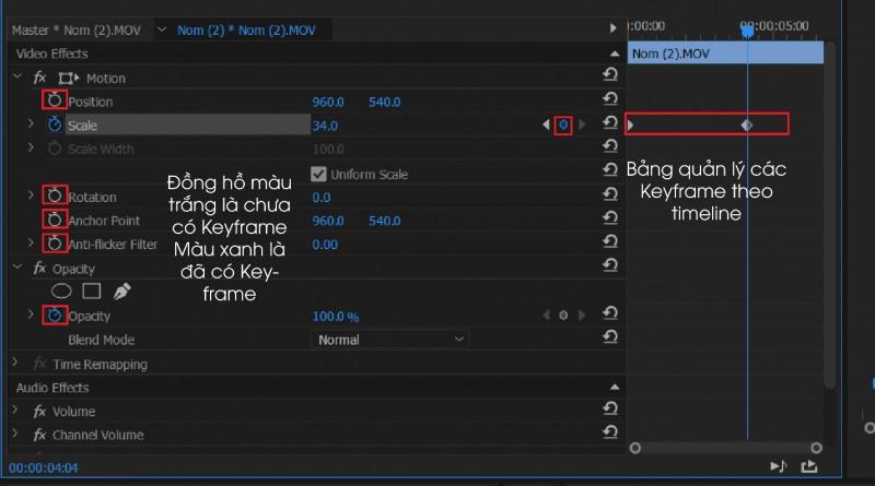 Thiết lập keyframes cho hiệu ứng đánh máy