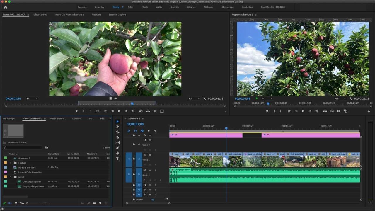 Các công cụ chỉnh sửa trong Adobe Premiere Pro