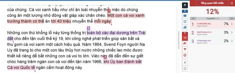 Phân tích chi tiết báo cáo tương tự Turnitin