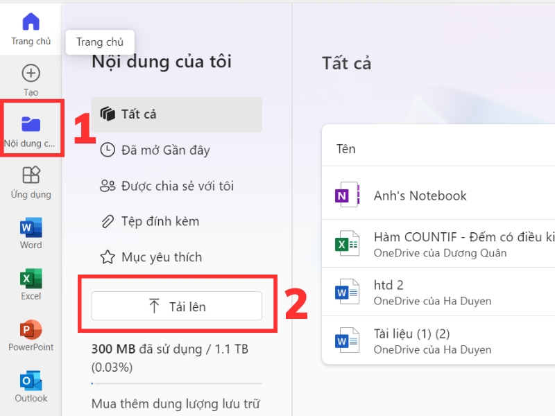 Tải tài liệu lên Word Online
