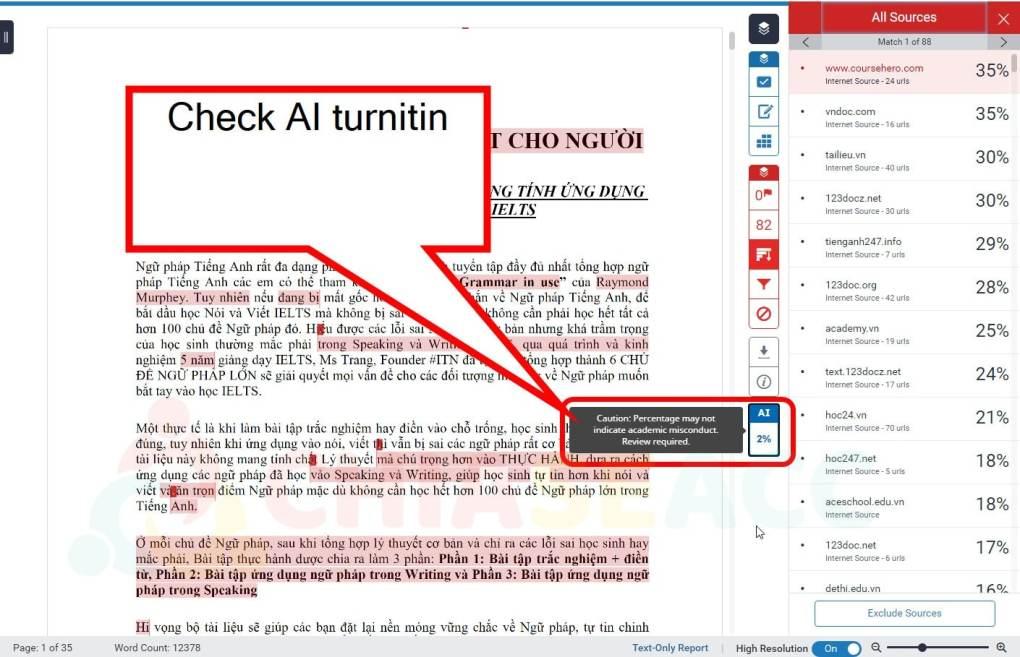 Quy trình xử lý dữ liệu của Turnitin