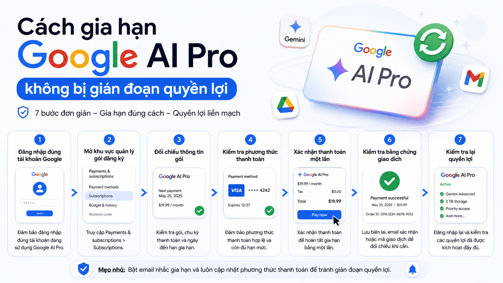 Cách gia hạn Google AI Pro từng bước Cách gia hạn Google AI Pro từng bước