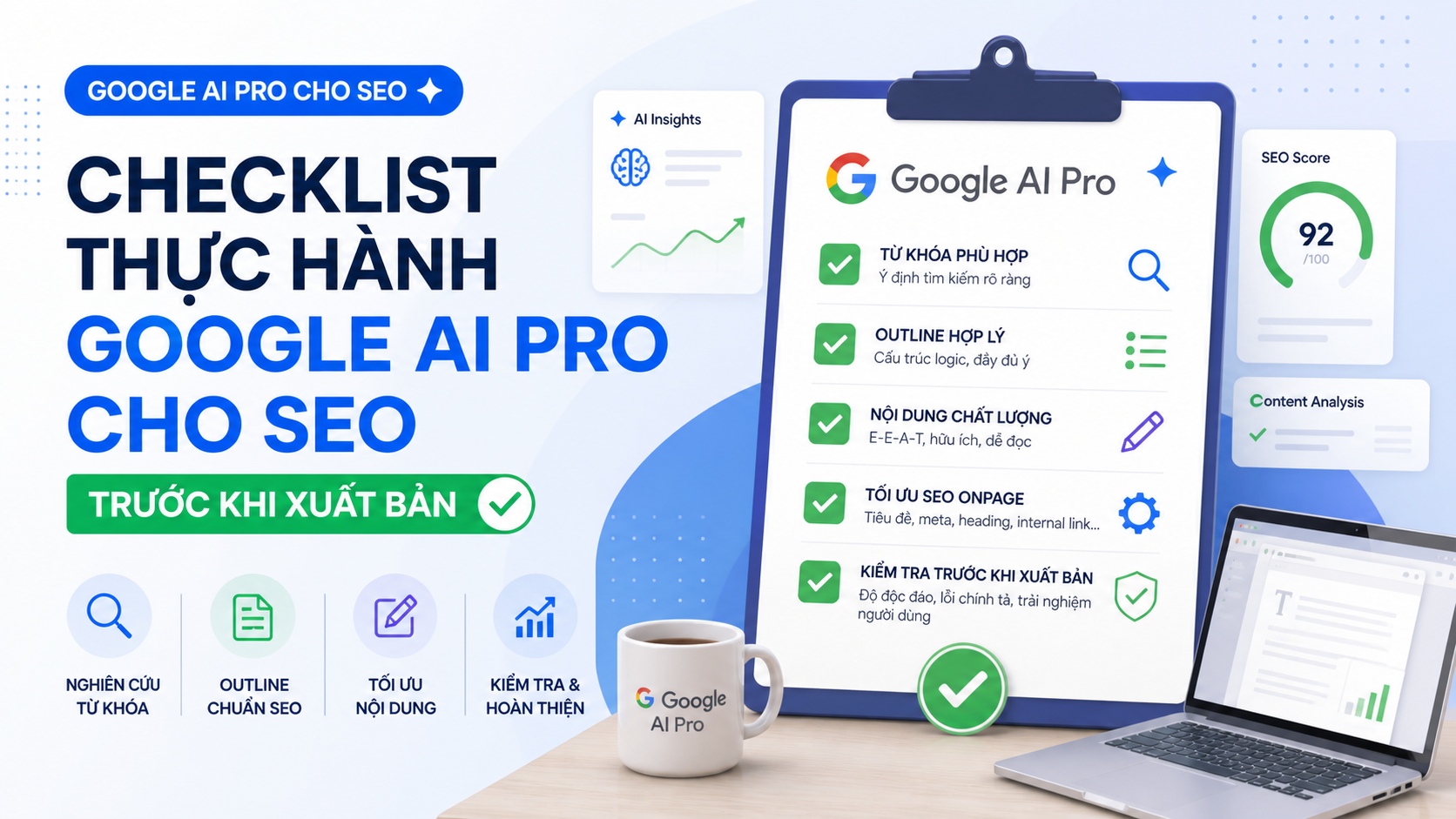 Checklist thực hành Google AI Pro cho SEO trước khi xuất bản Checklist thực hành Google AI Pro cho SEO trước khi xuất bản - google ai pro cho seo