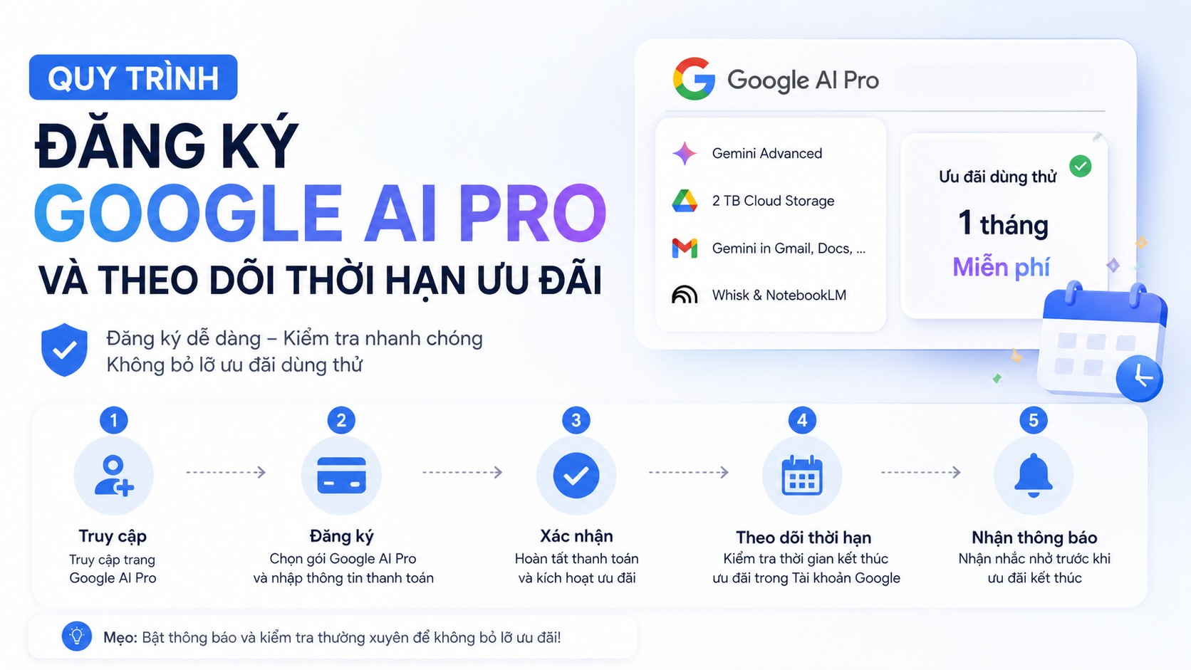 Quy trình đăng ký Google AI Pro và theo dõi thời hạn ưu đãi Quy trình đăng ký Google AI Pro và theo dõi thời hạn ưu đãi