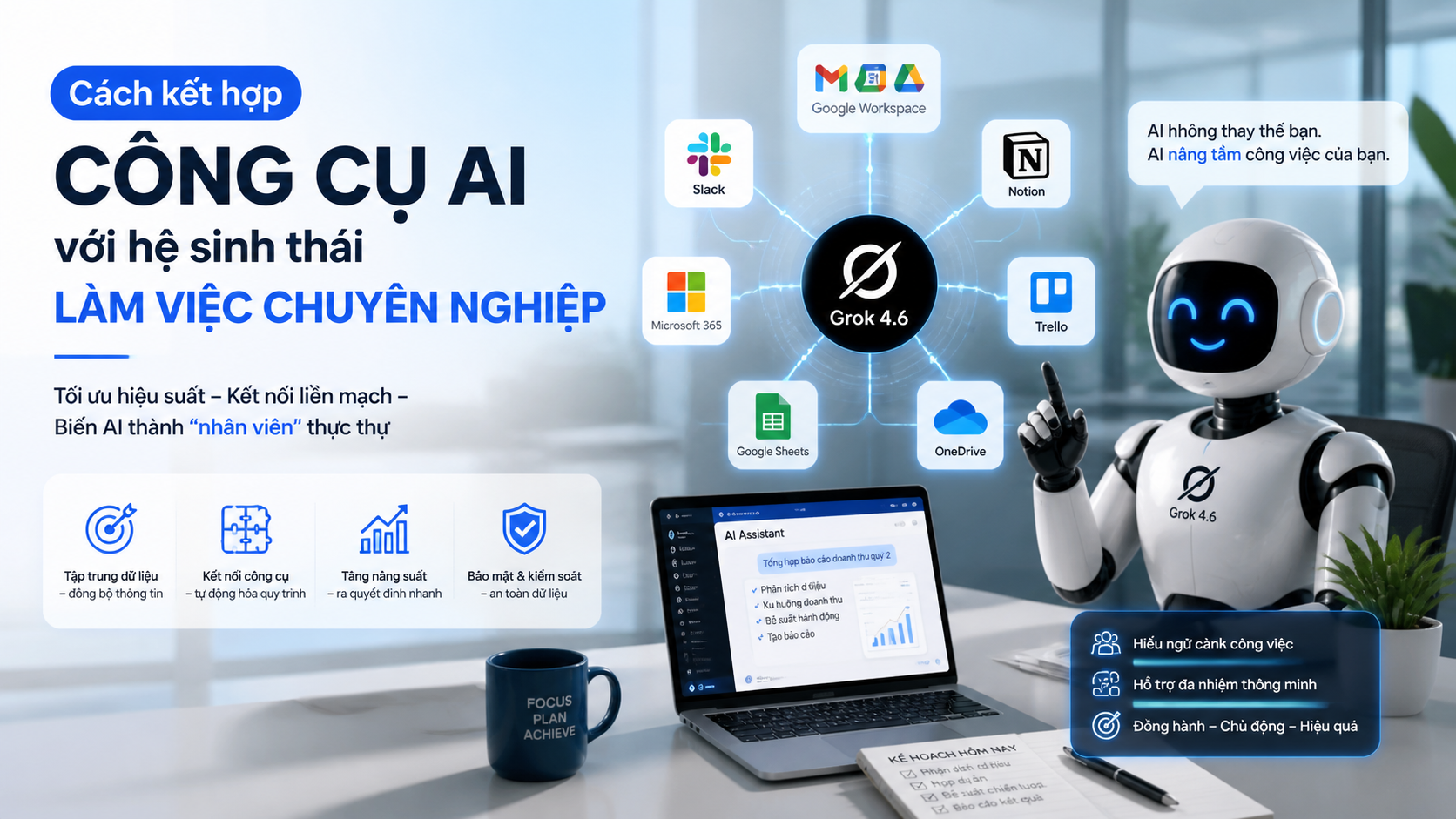 Cách kết hợp công cụ AI với hệ sinh thái làm việc chuyên nghiệp - Grok 4.6 app builder