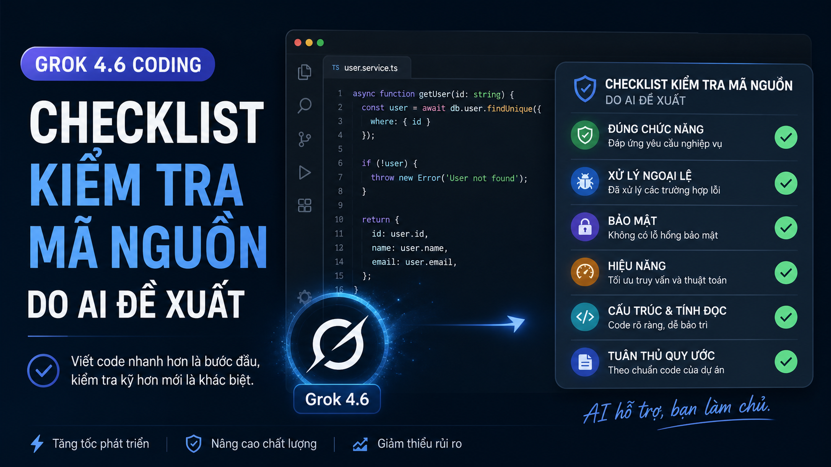 Checklist Kiểm Tra Mã Nguồn Do AI Đề Xuất - Grok 4.6 coding