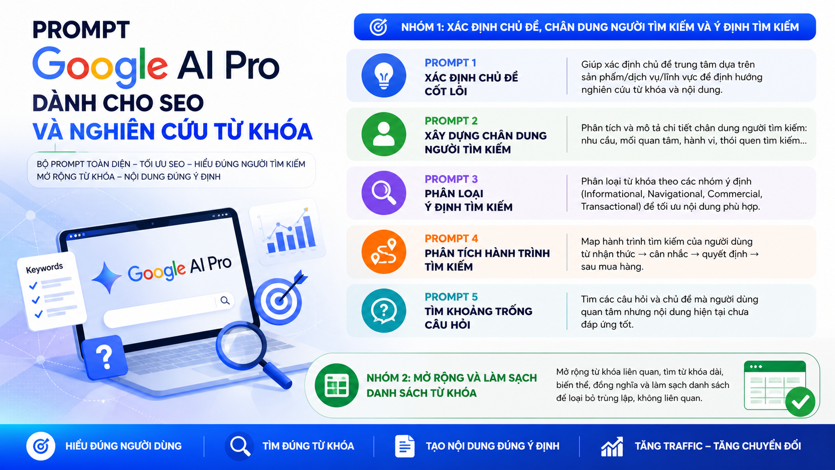 prompt Google AI Pro cho SEO và nghiên cứu từ khóa