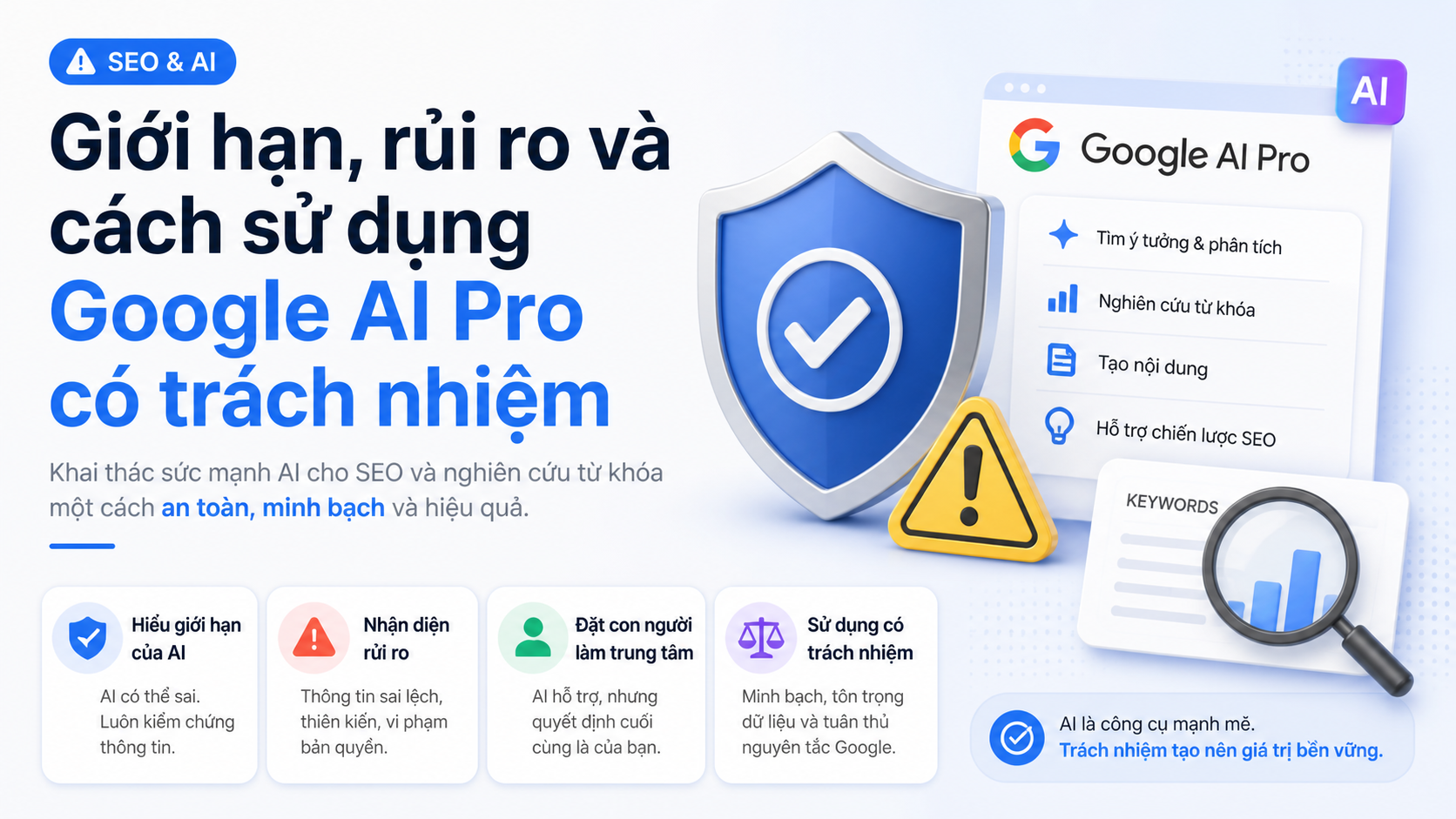 Giới hạn, rủi ro và cách sử dụng Google AI Pro có trách nhiệm