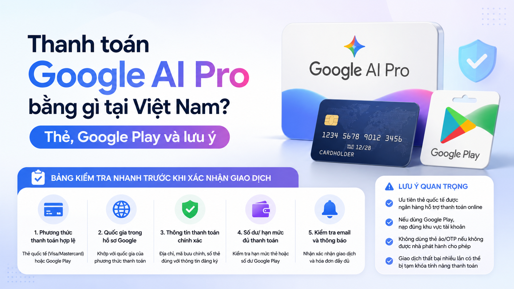 Các phương thức thanh toán Google AI Pro có thể gặp tại Việt Nam Các phương thức thanh toán Google AI Pro có thể gặp tại Việt Nam