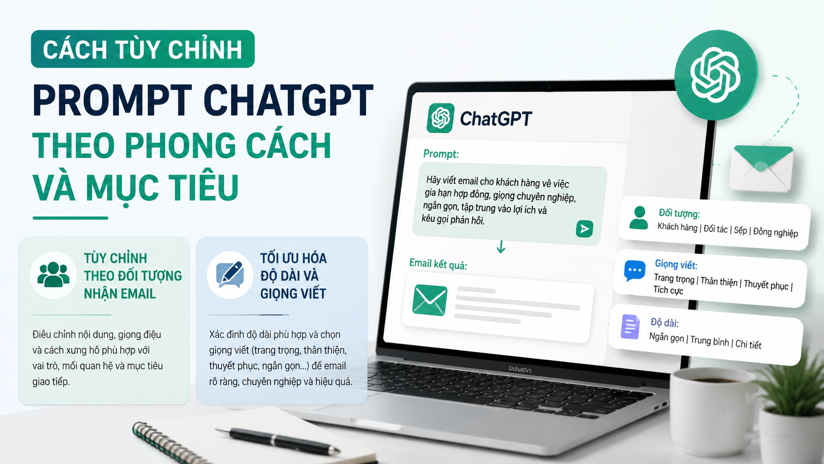 Cách tùy chỉnh prompt theo phong cách và mục tiêu - viết email bằng chatgpt