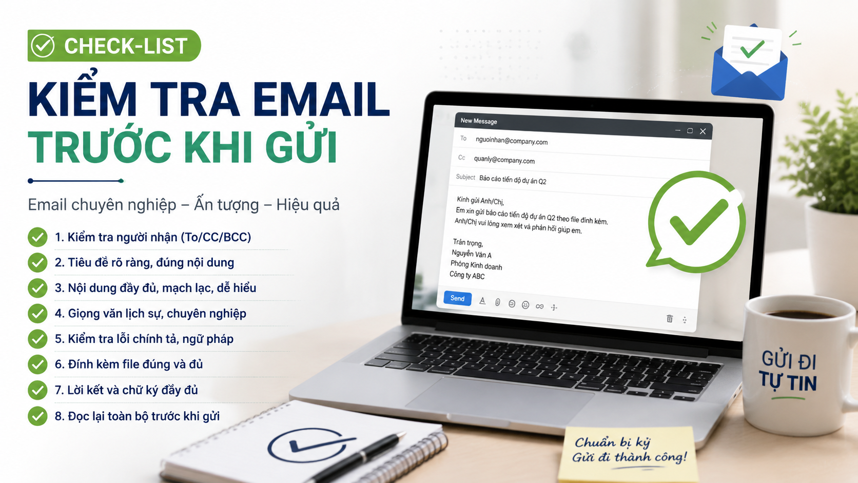Check‑list kiểm tra email trước khi gửi - viết email bằng chatgpt