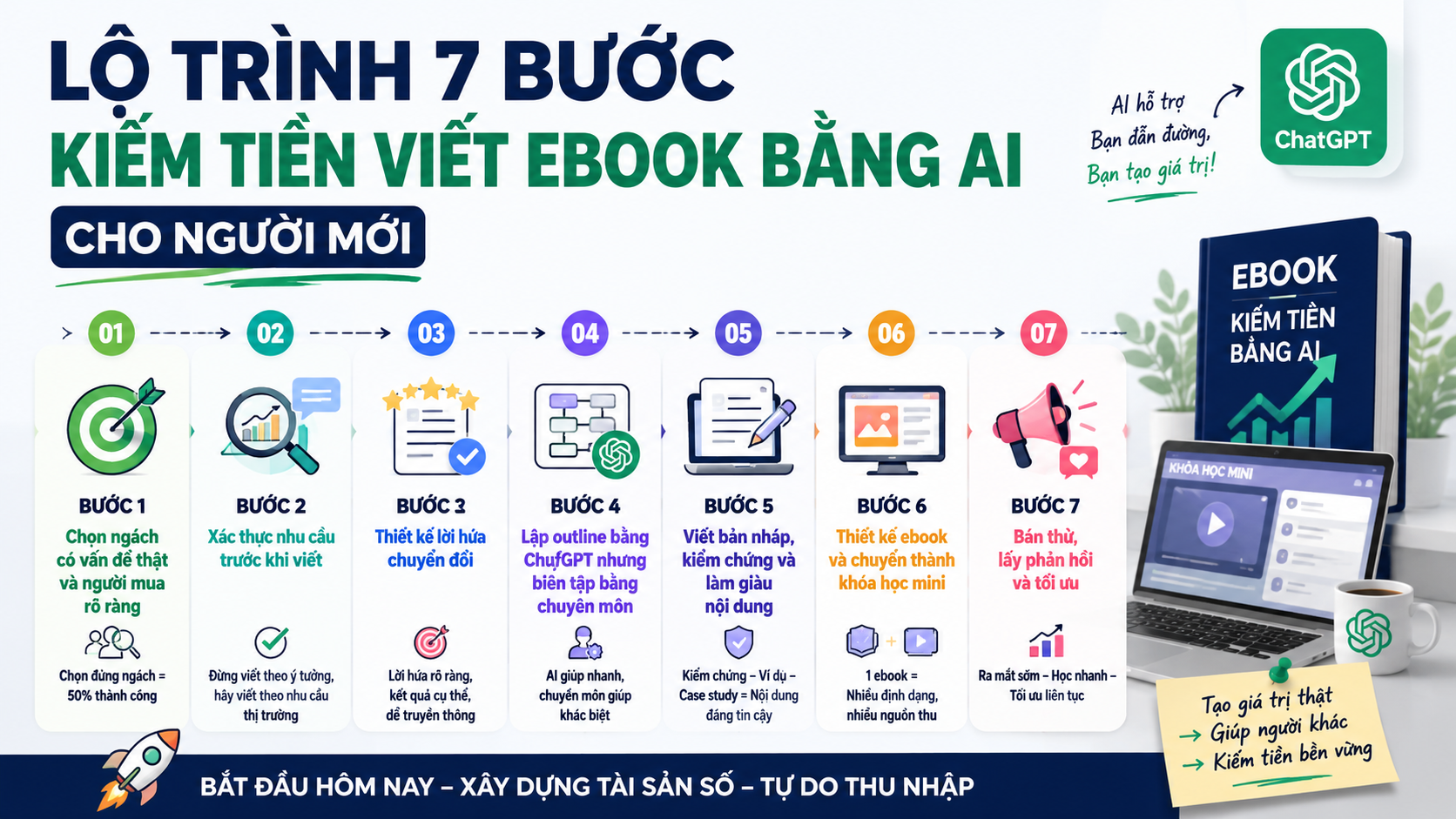 Lộ Trình 7 Bước Kiếm Tiền Viết Ebook Bằng AI Cho Người Mới Lộ Trình 7 Bước Kiếm Tiền Viết Ebook Bằng AI Cho Người Mới - kiếm tiền viết ebook bằng ai