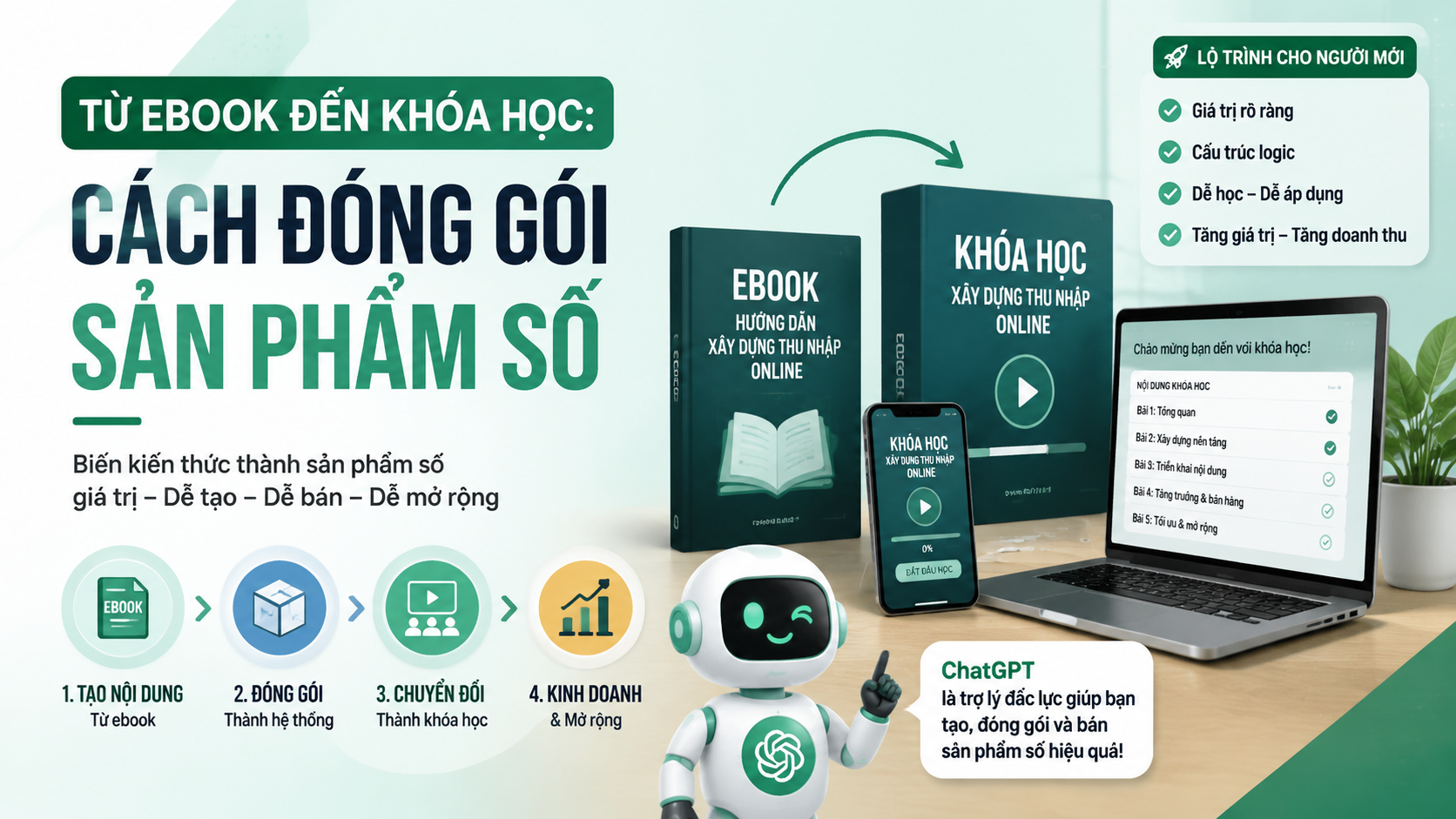 Từ Ebook Đến Khóa Học: Cách Đóng Gói Sản Phẩm Số Từ Ebook Đến Khóa Học: Cách Đóng Gói Sản Phẩm Số - kiếm tiền viết ebook bằng ai