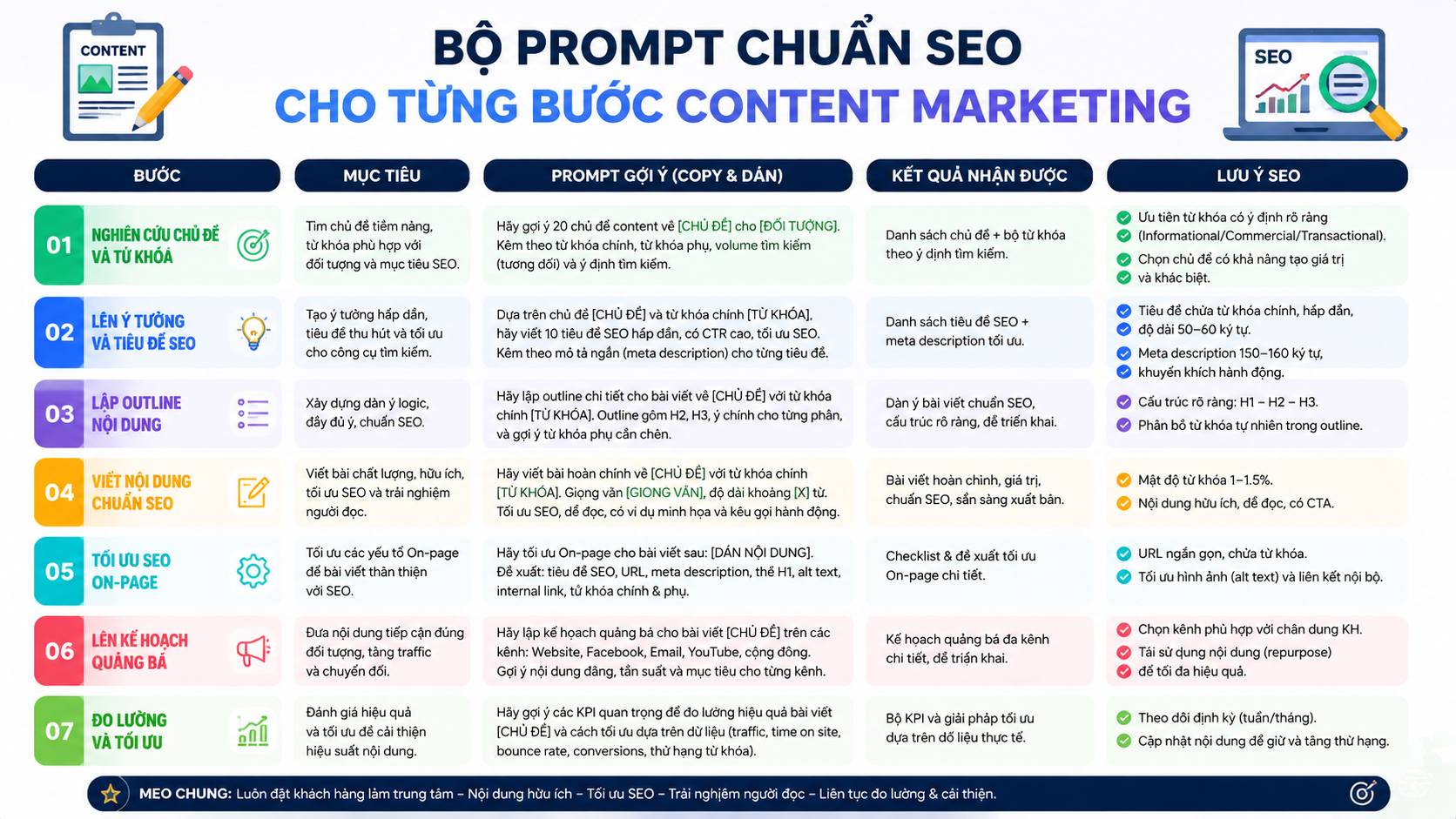 Bộ prompt chuẩn SEO cho từng bước content marketing - Bộ prompt Claude viết content chuẩn SEO & chốt đơn cho marketer Việt