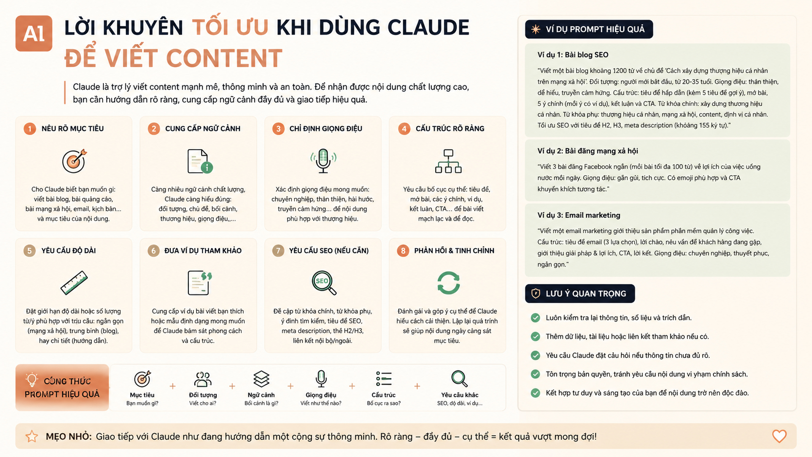 Lời khuyên tối ưu khi dùng Claude để viết content - Bộ prompt Claude viết content chuẩn SEO & chốt đơn cho marketer Việt