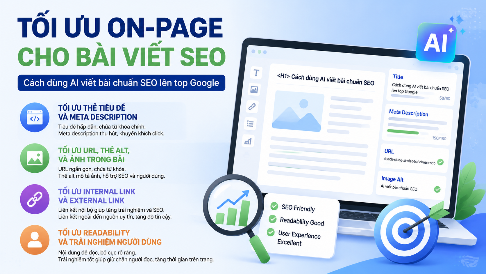 Tối ưu on‑page cho bài viết SEO - AI viết bài chuẩn SEO