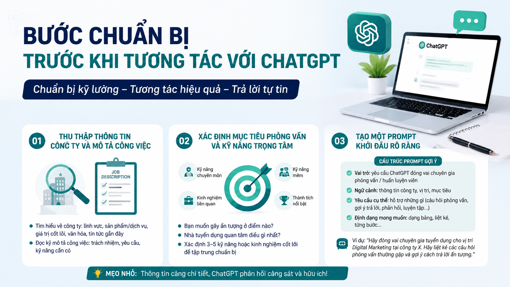 Bước Chuẩn Bị Trước Khi Tương Tác Với ChatGPT - luyện phỏng vấn với chatgpt