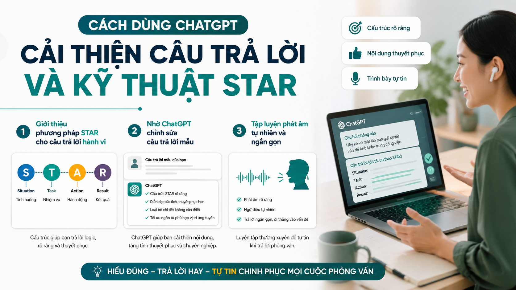 Cải Thiện Câu Trả Lời Và kỹ thuật STAR - luyện phỏng vấn với chatgpt