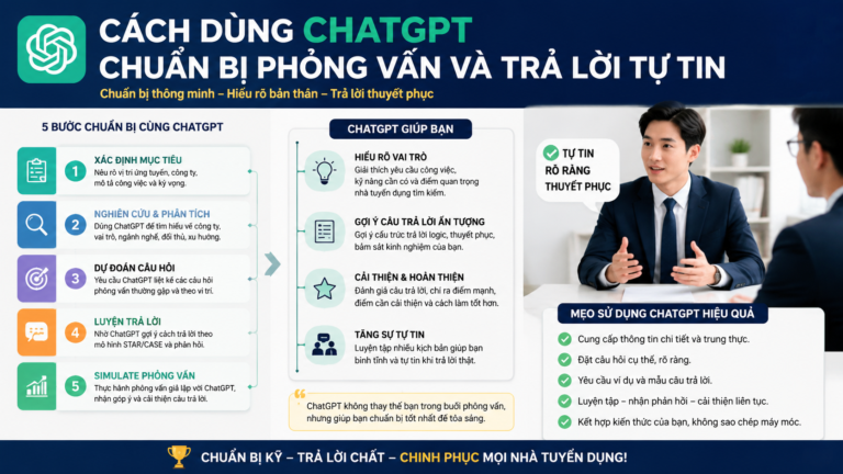 Cách Dùng ChatGPT Chuẩn Bị Phỏng Vấn Và Trả Lời Tự Tin - luyện phỏng vấn với chatgpt