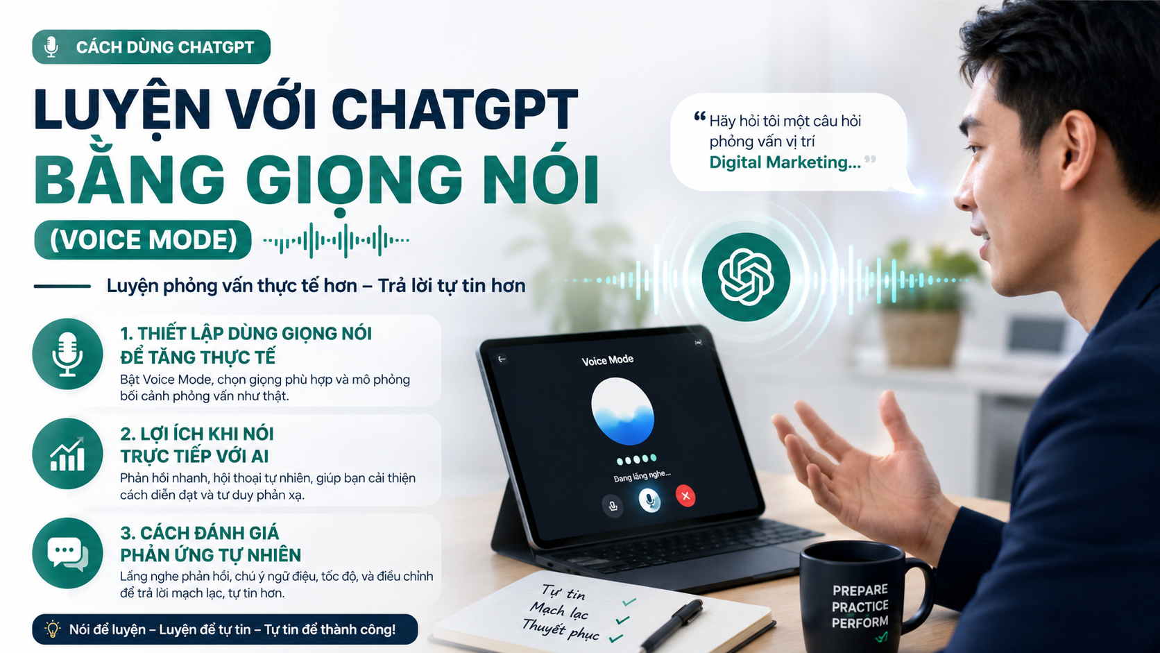 Luyện Với ChatGPT Bằng Giọng Nói (Voice Mode) - luyện phỏng vấn với chatgpt