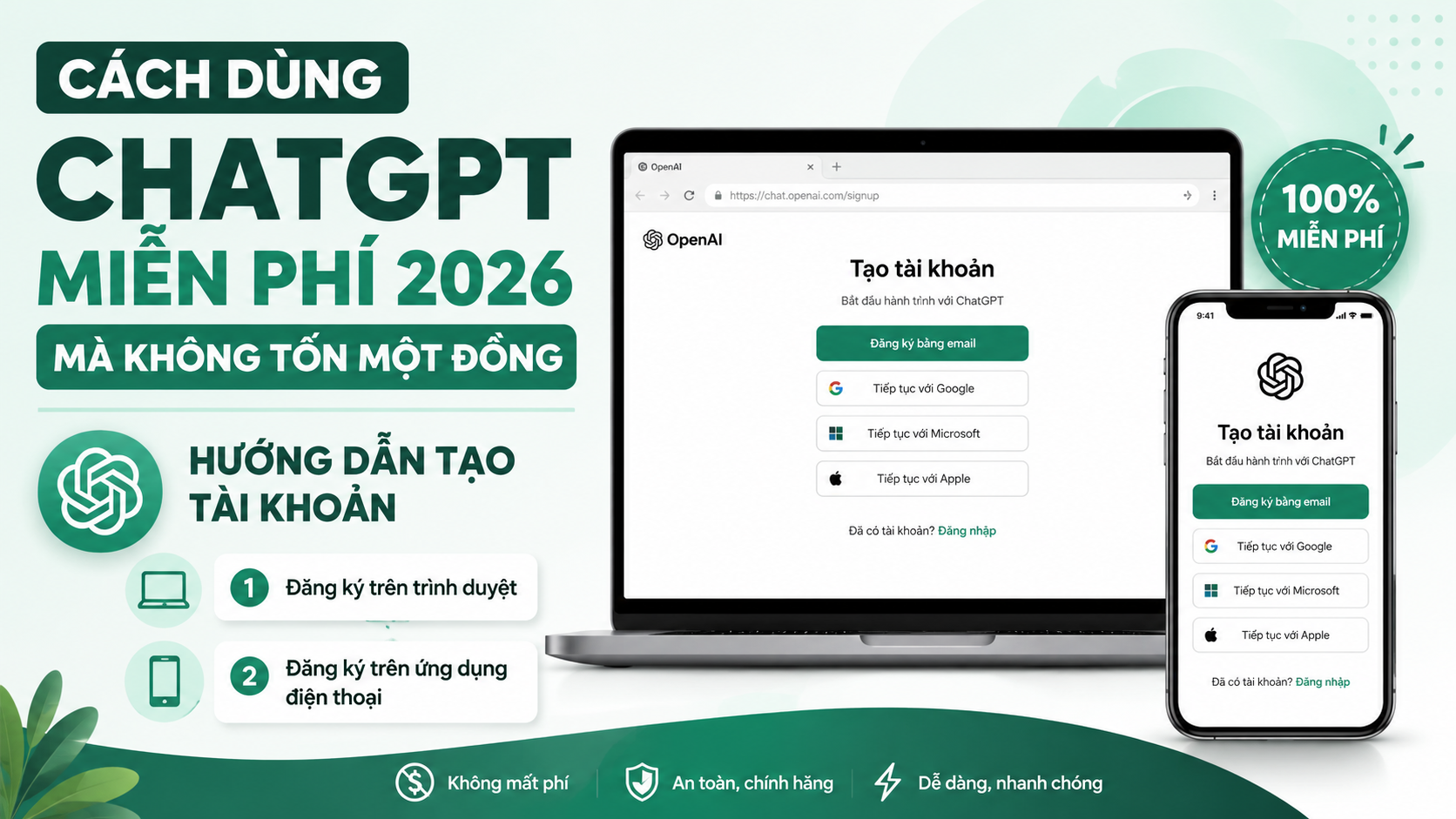 Hướng Dẫn Tạo Tài Khoản ChatGPT Miễn Phí - chatgpt miễn phí