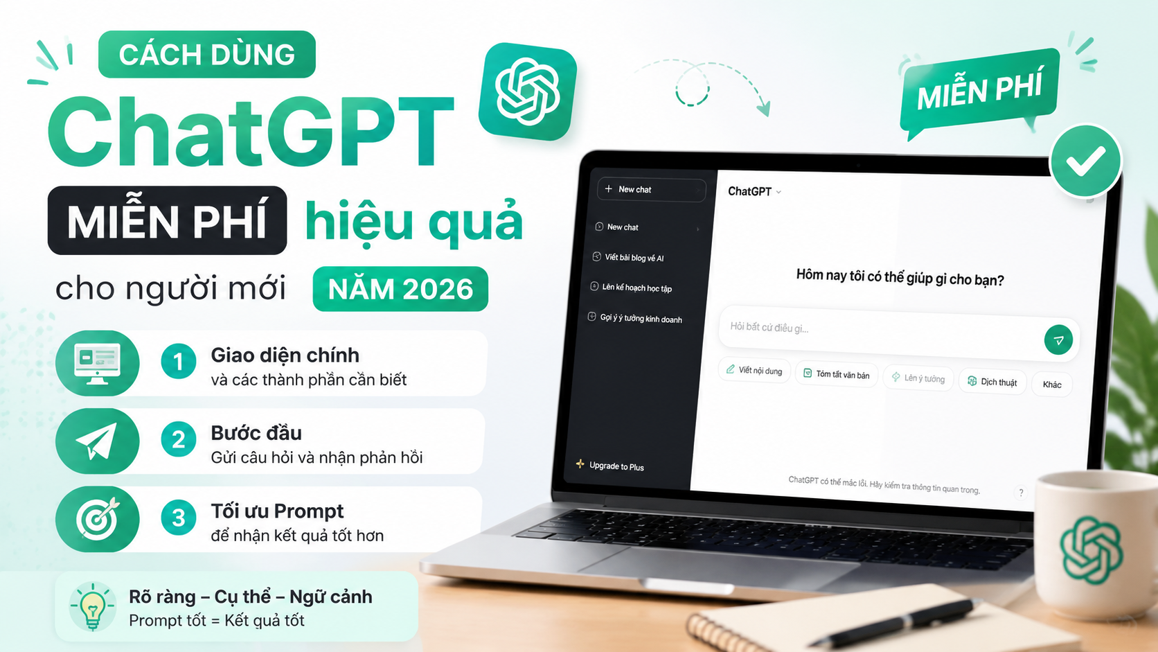 Hướng dẫn sử dụng ChatGPT miễn phí cơ bản - cách dùng ChatGPT miễn phí