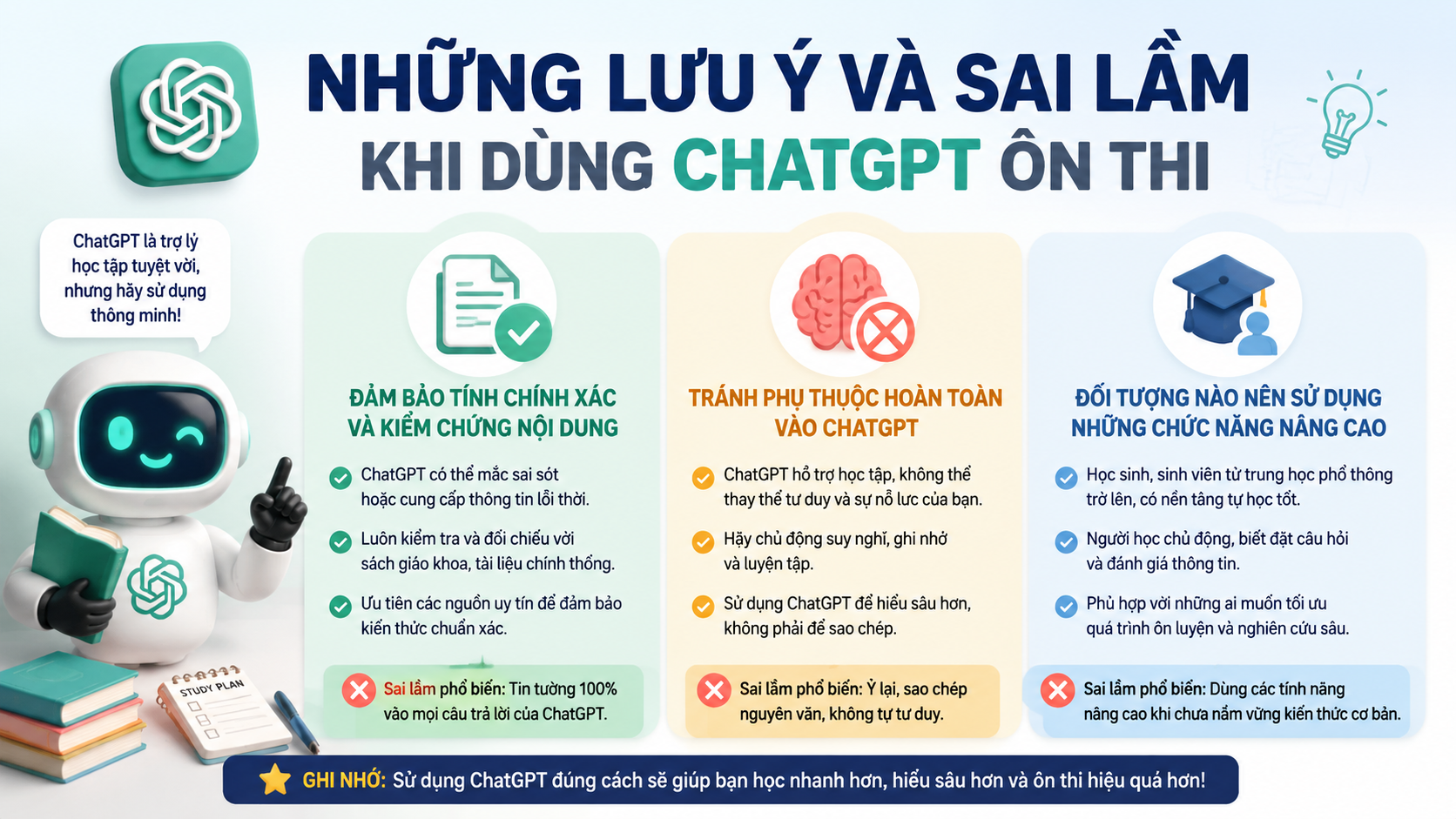 Những lưu ý và sai lầm khi dùng ChatGPT ôn thi - chatgpt ôn thi