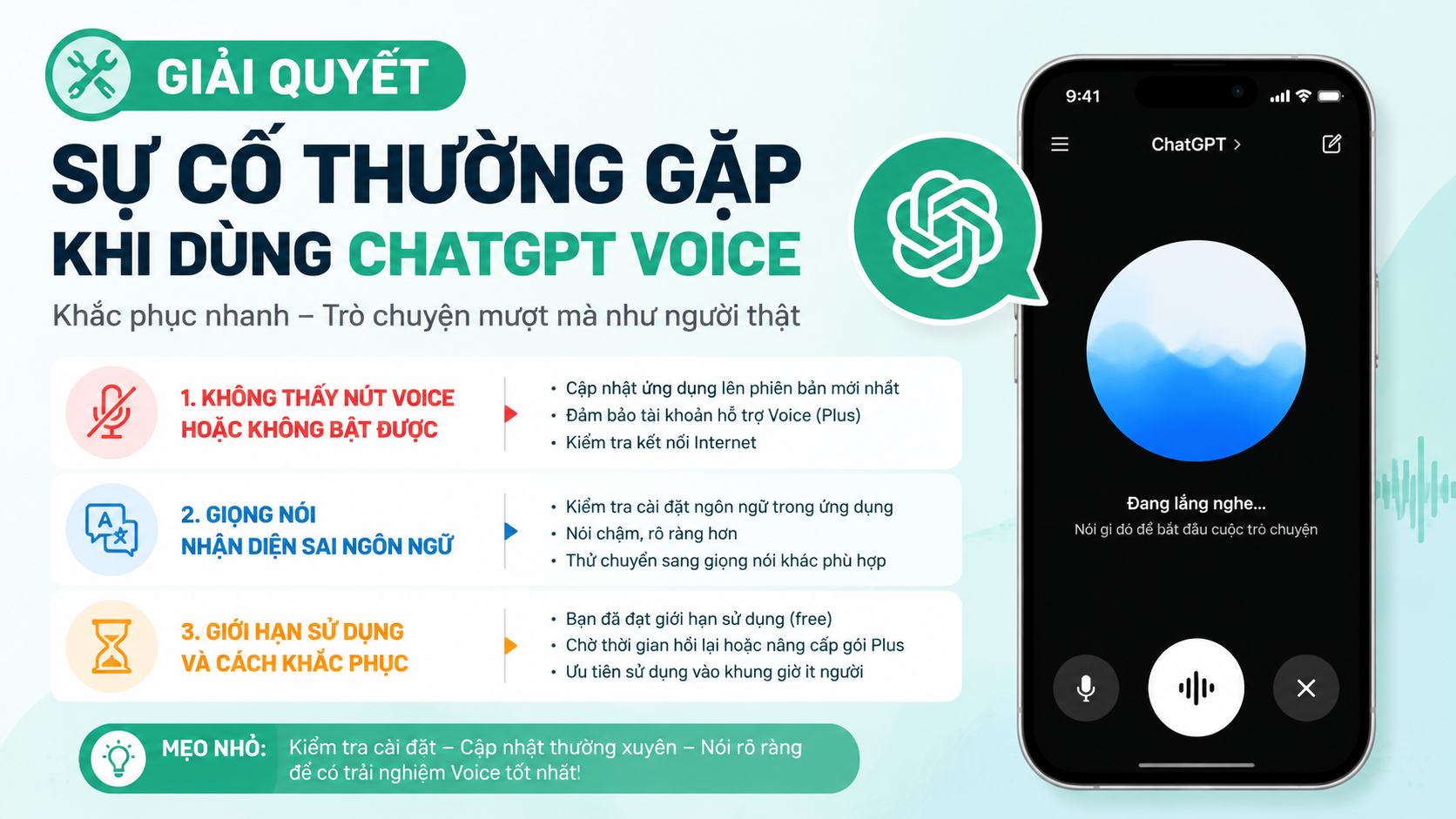 Giải Quyết Sự Cố Thường Gặp Khi Dùng ChatGPT Voice - chatgpt voice