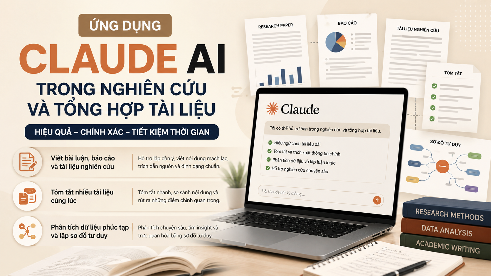 Ứng dụng Claude AI trong các tình huống thực tế Ứng dụng Claude AI trong các tình huống thực tế - claude ai cho nghiên cứu