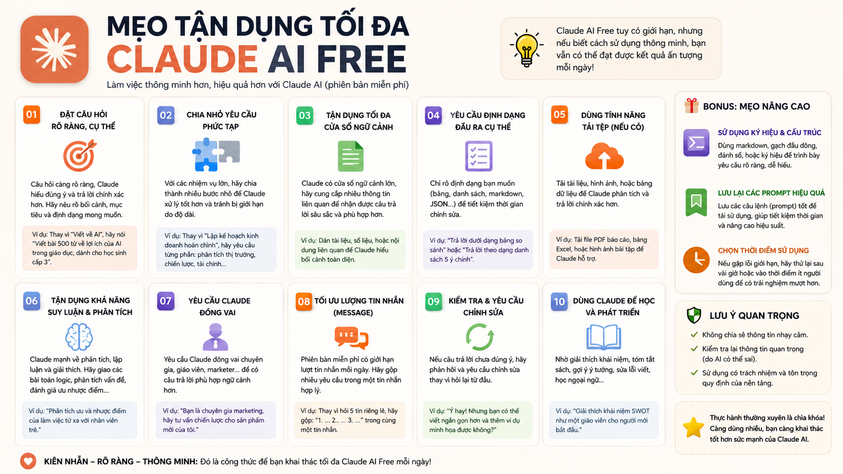 Mẹo tận dụng tối đa Claude AI Free - Cách dùng Claude AI miễn phí: Tận dụng tối đa gói Free trước khi nâng cấp