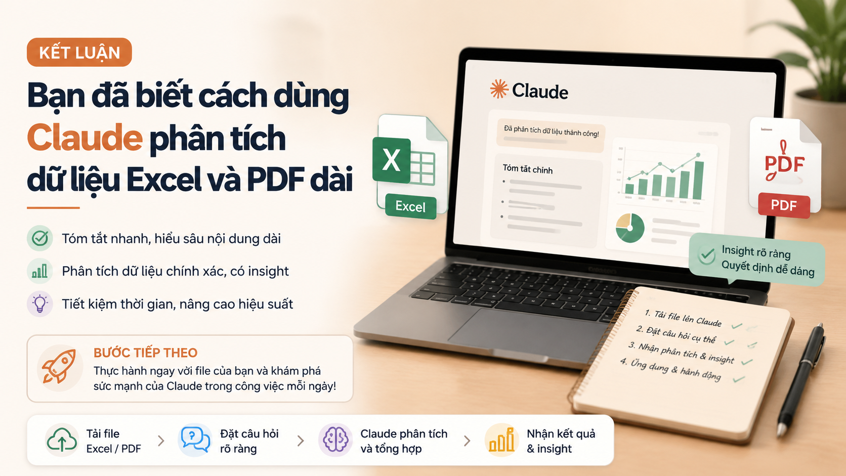 Kết luận và bước tiếp theo - claude phân tích dữ liệu