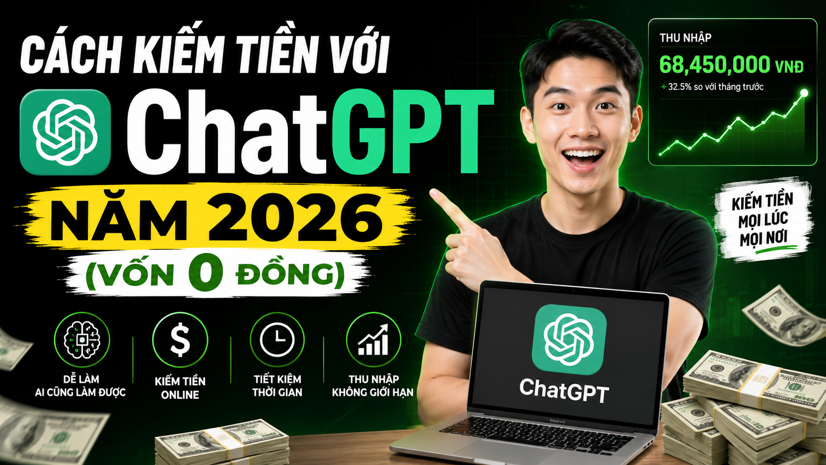 Cách Kiếm Tiền Với ChatGPT Năm 2026 (Vốn 0 Đồng) - kiếm tiền với chatgpt