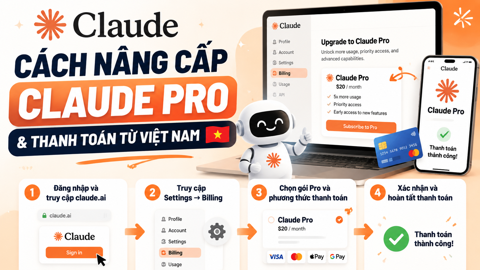 Hướng dẫn từng bước nâng cấp lên Claude Pro Hướng dẫn từng bước nâng cấp lên Claude Pro - cách nâng cấp claude pro